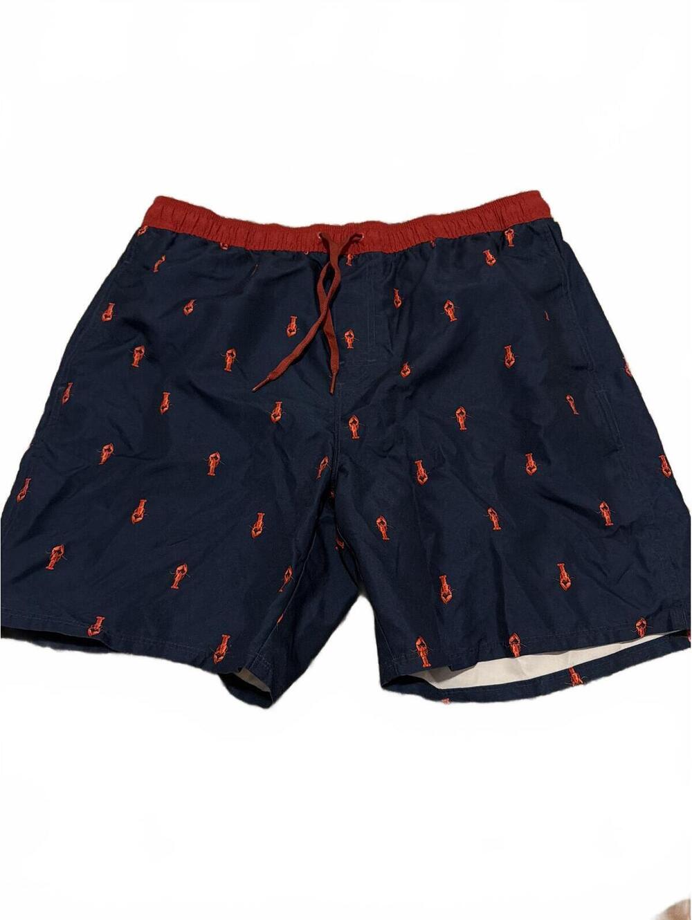 Old Navy Mens Large Navy Swim Trunks with Lobster Print -